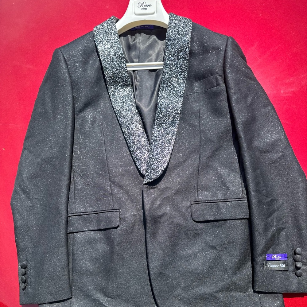 Retro Paris Black & Silver Sparkling Prom Jacket